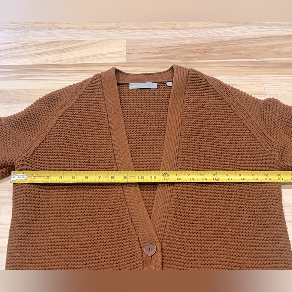 Vince Chunky Knit Wool Cashmere V-Neck Cardigan Sweater - Rust Orange, Size M - Picture 13 of 15